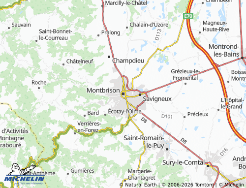 Carte MICHELIN Montbrison - ViaMichelin
