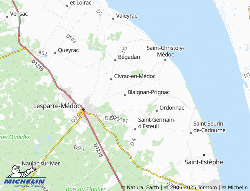 MICHELIN Blaignan-Prignac map - ViaMichelin