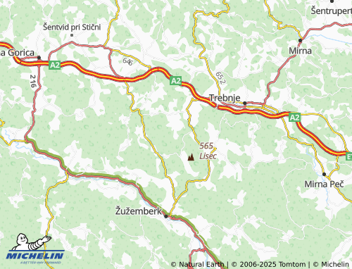 MICHELIN Dolenje Kamenje pri Dobrniču map - ViaMichelin