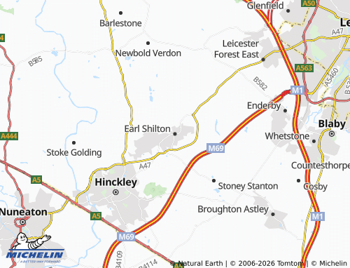 Carte MICHELIN Earl Shilton - ViaMichelin