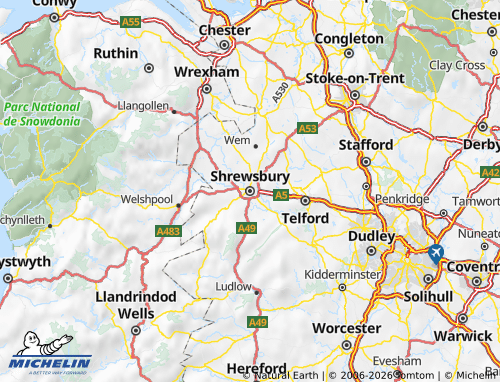 Carte MICHELIN Shropshire - ViaMichelin