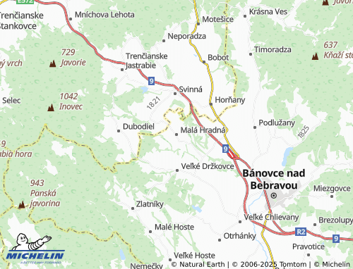 MICHELIN Malá Hradná map - ViaMichelin