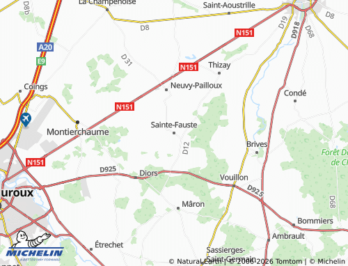 Mappa MICHELIN Sainte-Fauste - ViaMichelin