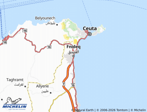 Carte MICHELIN Fnideq - ViaMichelin