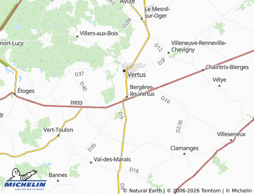 Mapa MICHELIN Bergères-lès-Vertus - ViaMichelin