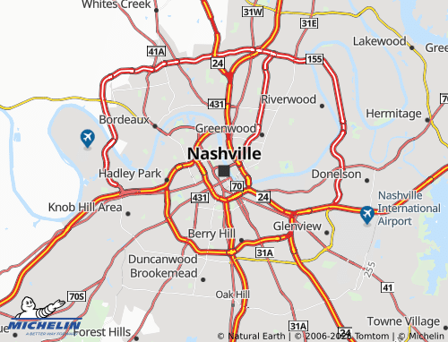 Mapa MICHELIN Nashville - ViaMichelin