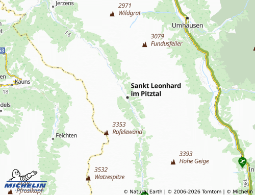 MICHELIN Sankt Leonhard im Pitztal map - ViaMichelin
