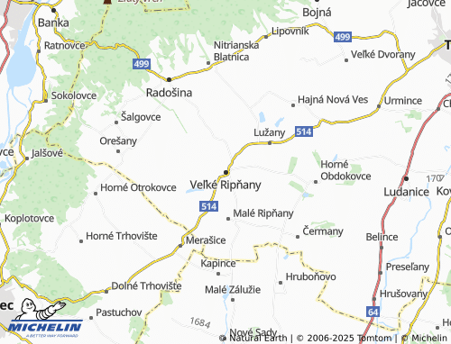 MICHELIN Veľké Ripňany map - ViaMichelin