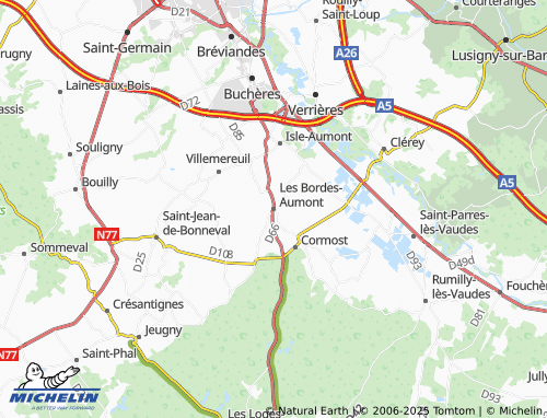 MICHELIN Les Bordes-Aumont map - ViaMichelin