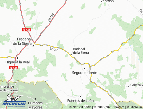 MICHELIN Bodonal de la Sierra map - ViaMichelin