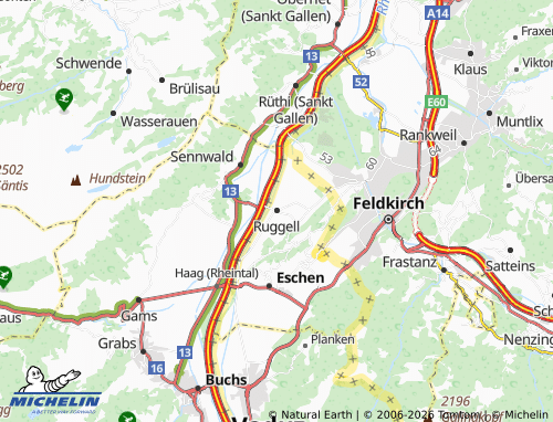 MICHELIN Ruggell map - ViaMichelin