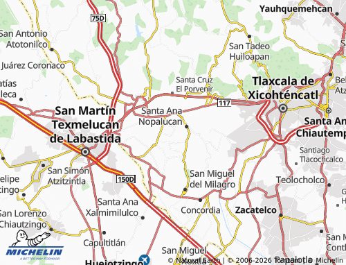Mappa MICHELIN Santa Inés Tecuexcomac - ViaMichelin
