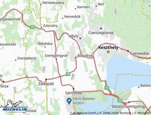 MICHELIN Alsópáhok map - ViaMichelin