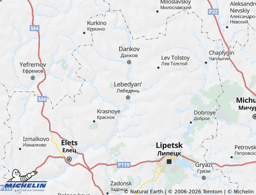 Carte MICHELIN Lebedyanskiy rayon - ViaMichelin