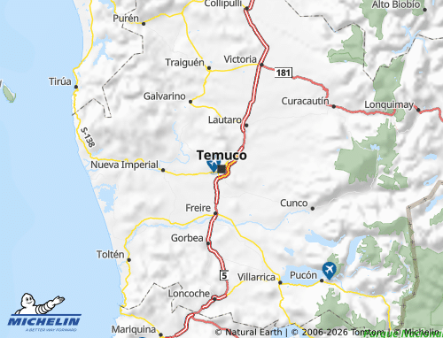 MICHELIN La Araucanía map - ViaMichelin