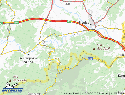 Kaart MICHELIN Vrhovska vas - ViaMichelin