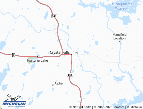 Carte MICHELIN Crystal Falls - ViaMichelin