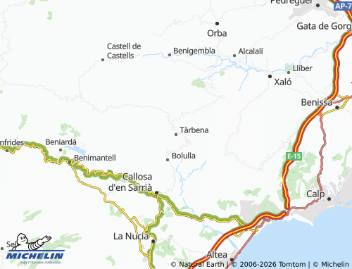 Mappa MICHELIN Tàrbena - ViaMichelin