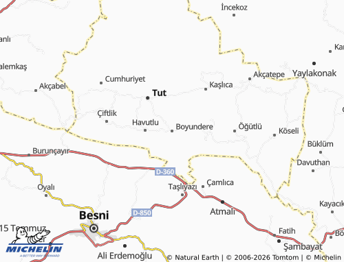 MICHELIN Boyundere map - ViaMichelin