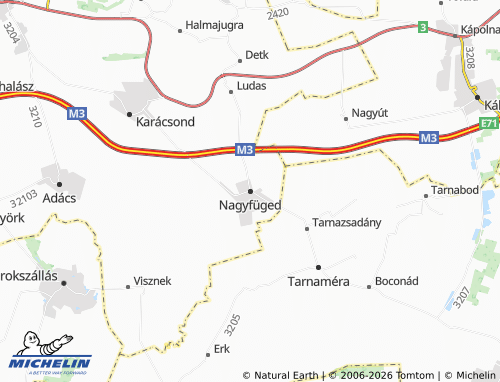 MICHELIN Nagyfüged map - ViaMichelin
