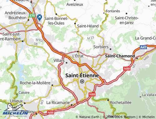 Carte MICHELIN Saint-Priest-en-Jarez - ViaMichelin