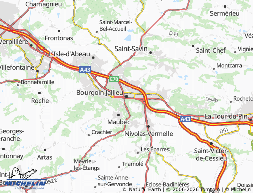 Carte MICHELIN Bourgoin-Jallieu - ViaMichelin