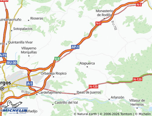 MICHELIN Olmos de Atapuerca map - ViaMichelin