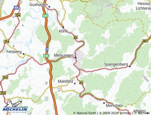 MICHELIN-Landkarte Melsungen - ViaMichelin