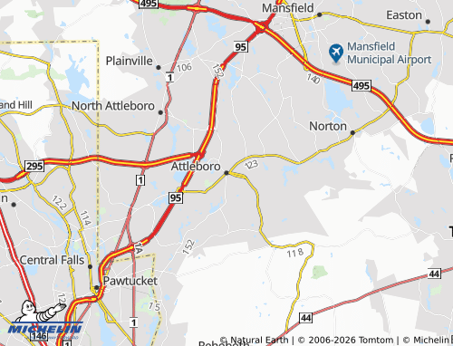 Mappa MICHELIN Attleboro - ViaMichelin