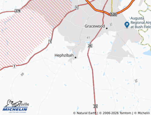 Carte MICHELIN Hephzibah - ViaMichelin