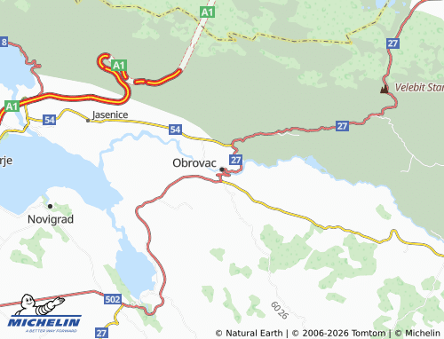 Kaart MICHELIN Obrovac - ViaMichelin