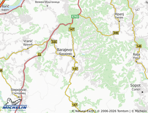 Carte MICHELIN Barajevo - ViaMichelin