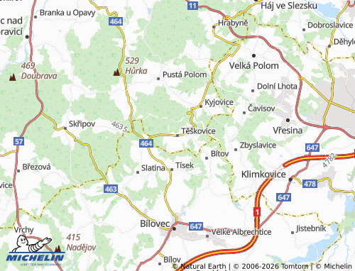 Mappa MICHELIN Těškovice - ViaMichelin