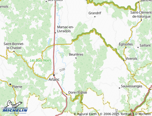 MICHELIN Beurières map - ViaMichelin