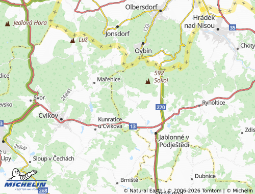 Mappa MICHELIN Heřmanice v Podještědí - ViaMichelin