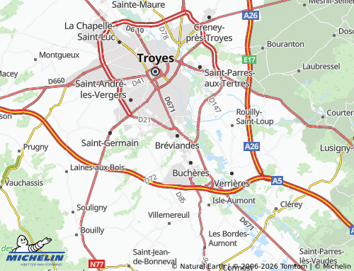 MICHELIN Bréviandes map - ViaMichelin