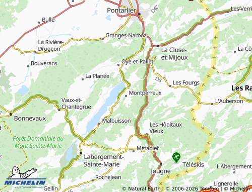 Carte MICHELIN Montperreux - ViaMichelin