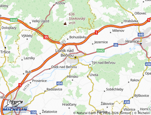 MICHELIN Lipník nad Bečvou map - ViaMichelin