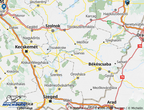 Mappa MICHELIN Szarvasi járás - ViaMichelin