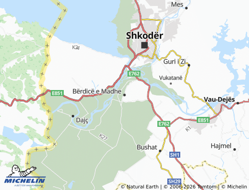 MICHELIN Bërdicë e Madhe map - ViaMichelin