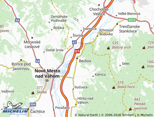 MICHELIN Beckov map - ViaMichelin