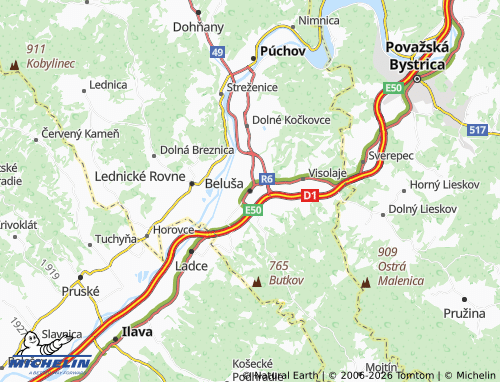 MICHELIN Beluša map - ViaMichelin