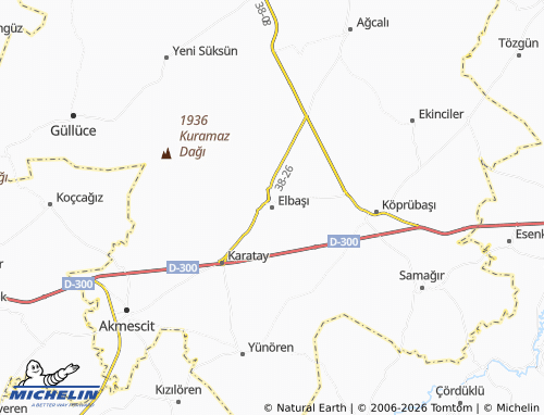 MICHELIN Elbaşı map - ViaMichelin