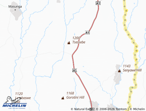 MICHELIN Tshesebe map - ViaMichelin