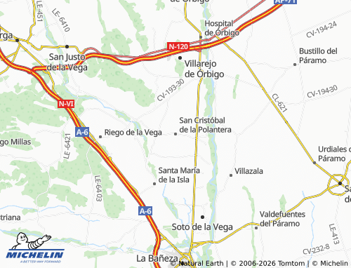 MICHELIN San Cristóbal de la Polantera map - ViaMichelin