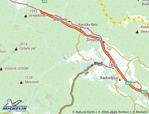 Kaart MICHELIN Zgornje Gorje - ViaMichelin