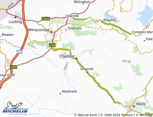 Carte MICHELIN Cheddar - ViaMichelin