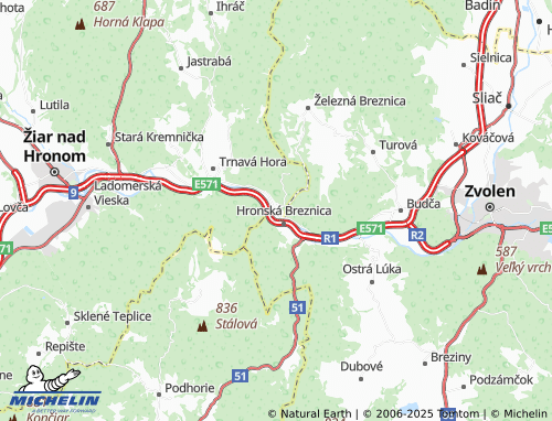 MICHELIN Hronská Dúbrava-stanica map - ViaMichelin