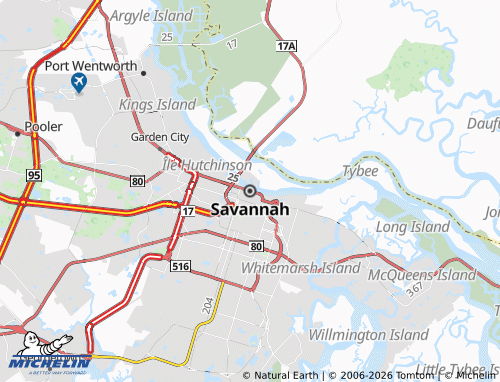 Mappa MICHELIN Savannah - ViaMichelin