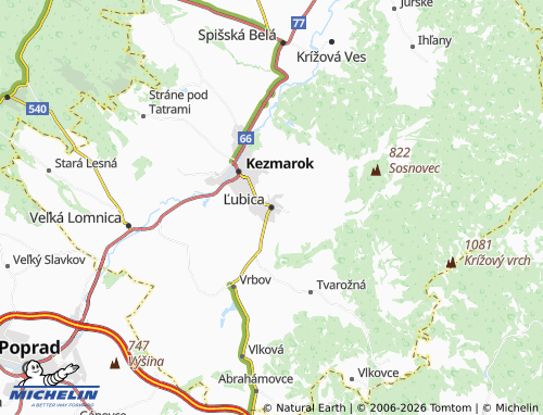 MICHELIN Ľubica map - ViaMichelin